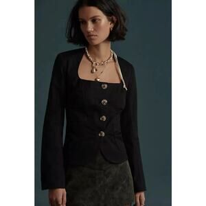 Free People Courtship Blazer Jacket Black Size S Academia Twee Vamp Goth Emo